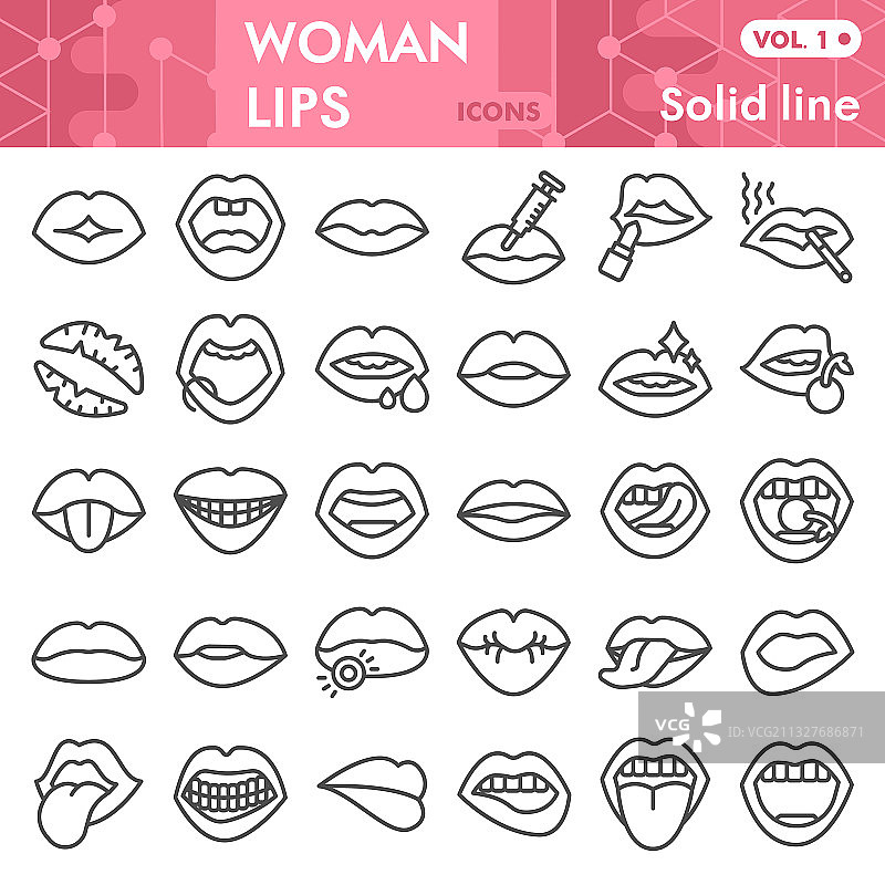 女孩嘴唇线条图标图片素材