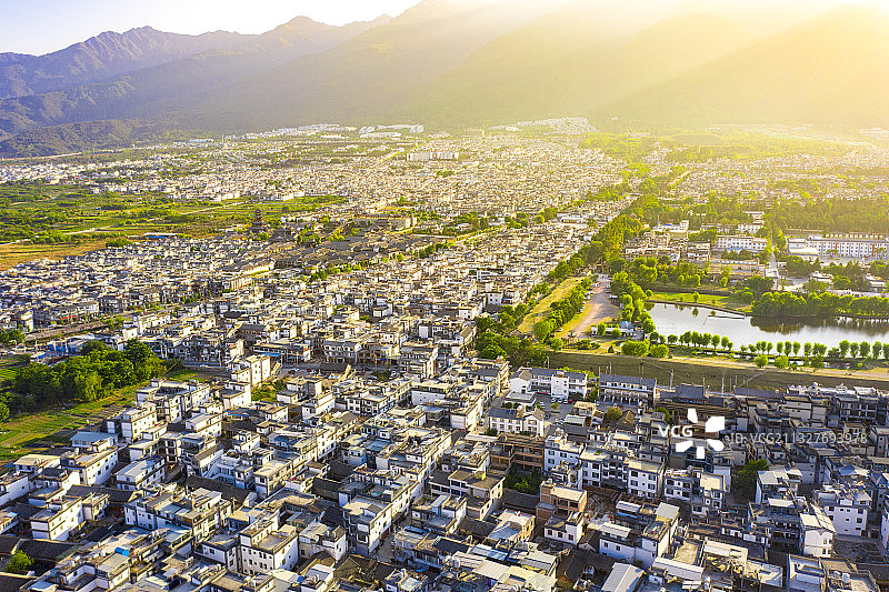 航拍云南大理古城风光图片素材