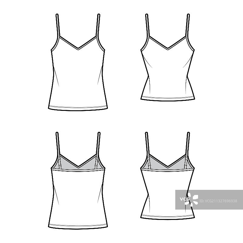 V领棉质吊带背心套装图片素材
