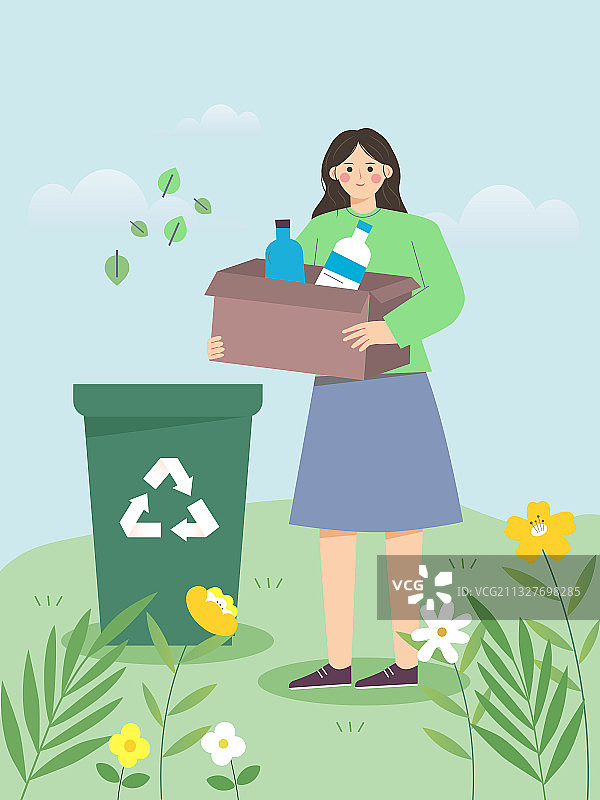 循环利用 环境保护 垃圾处理 可回收 女孩图片素材