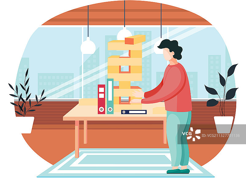 男人玩叠叠乐图片素材