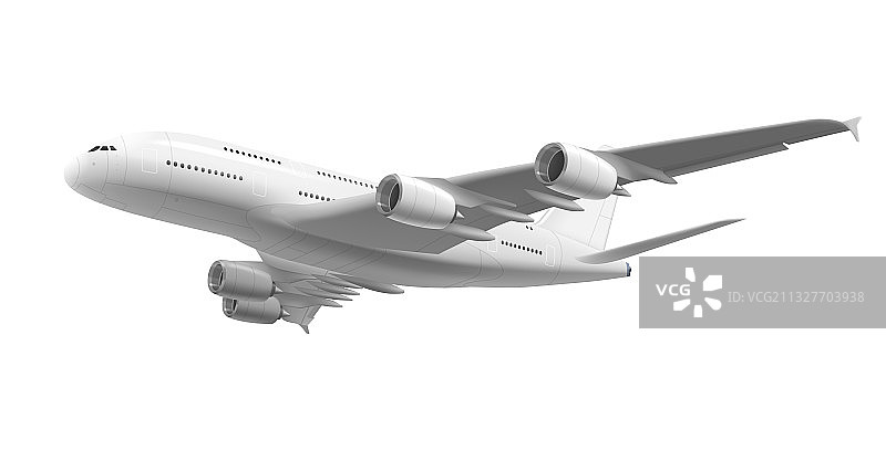逼真细致的3D白色飞行客机图片素材