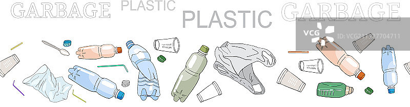 塑料垃圾分类无缝边框图片素材