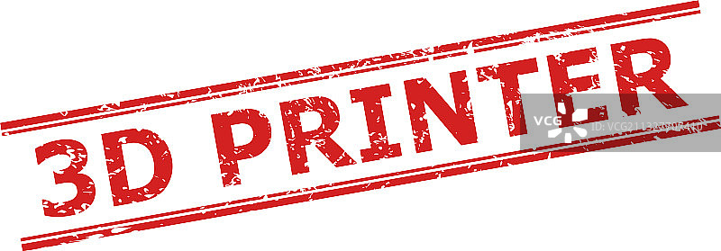 带有磨损表面和双线的3D打印机图章图片素材