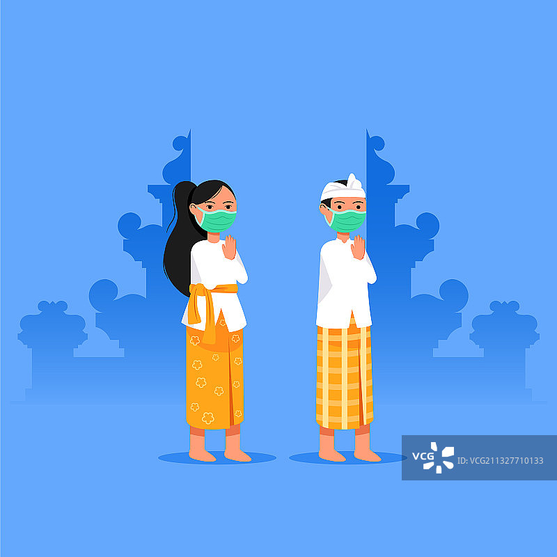 巴厘岛男孩女孩表示欢迎图片素材