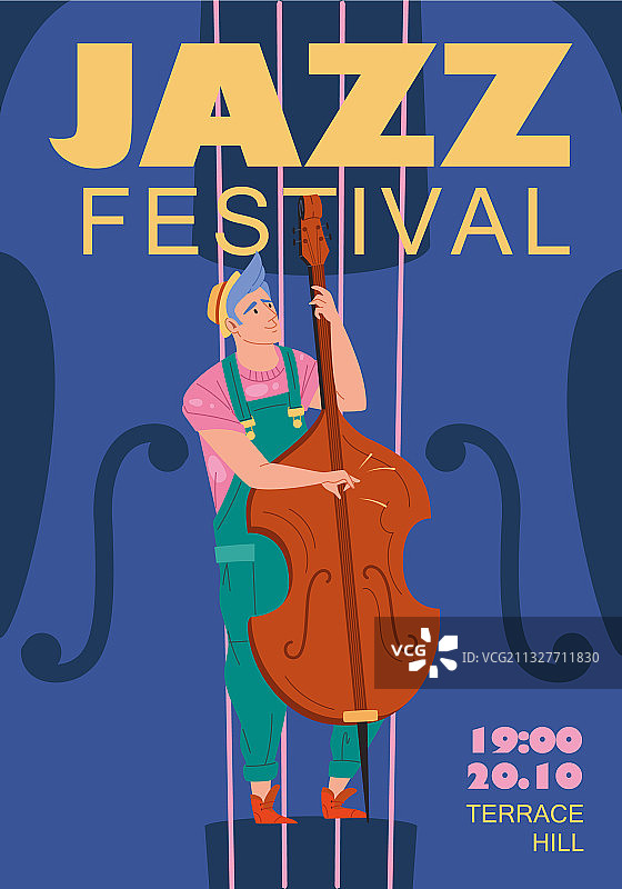 扁平卡通人物音乐banner海报图片素材