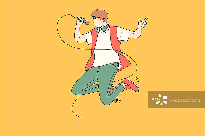 时尚歌手的积极生活方式概念图片素材