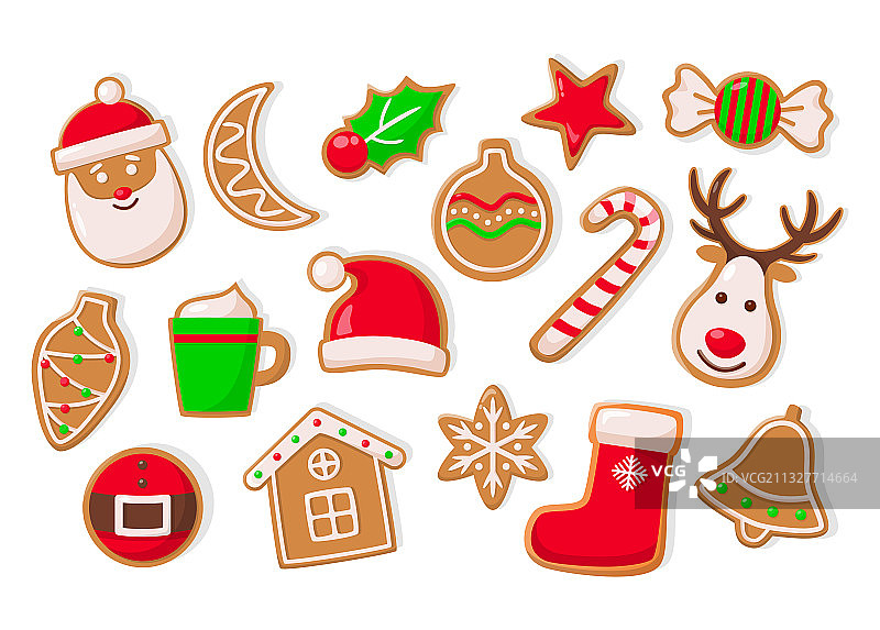 姜饼人圣诞球星星组合图片素材