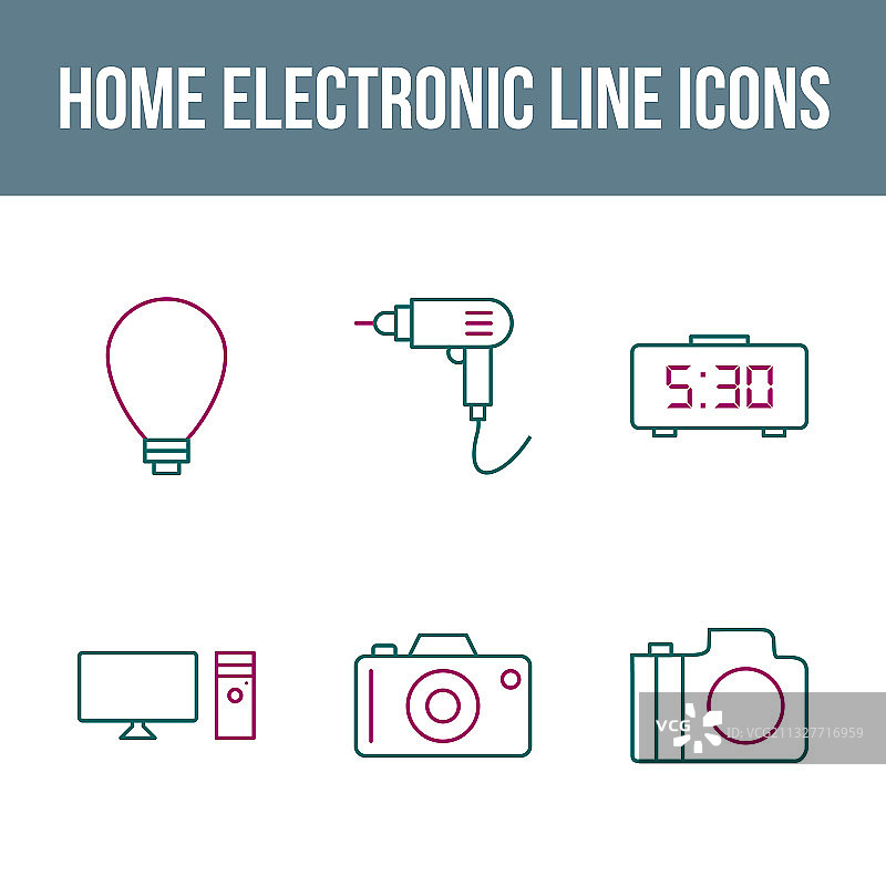 独特家用电子产品图标集图片素材
