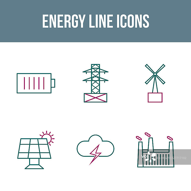 能源线性图标集图片素材