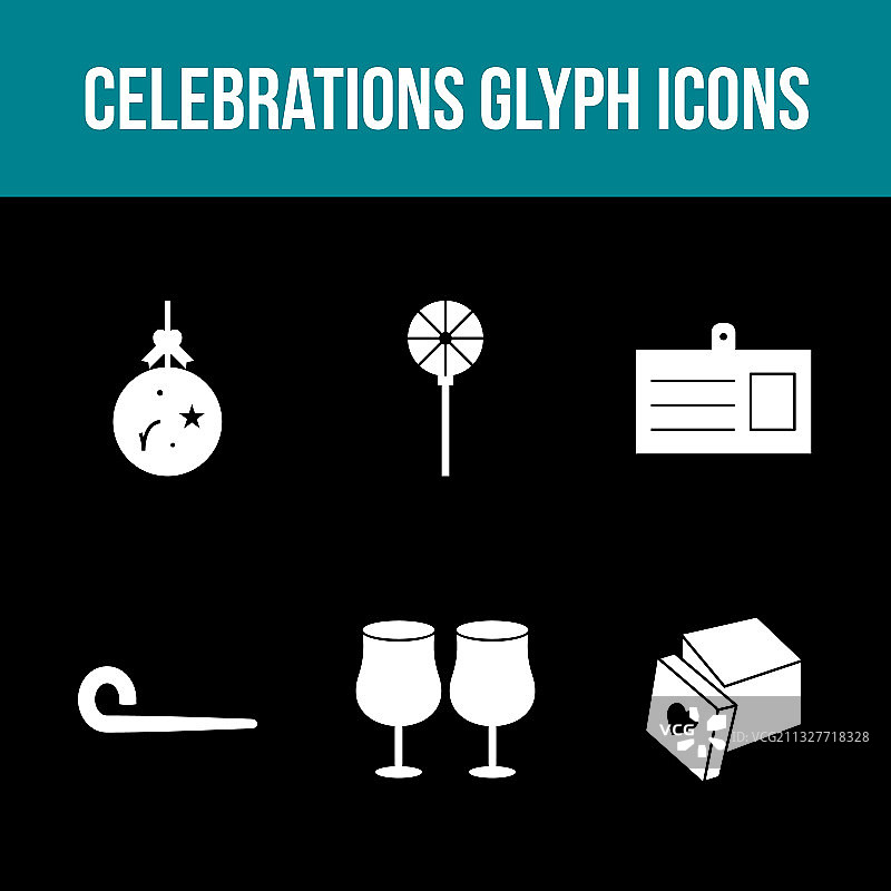 独特的庆祝活动图标集图片素材