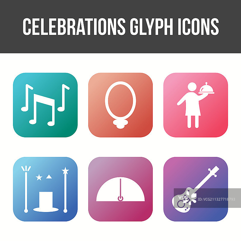 独特的庆祝活动图标集图片素材