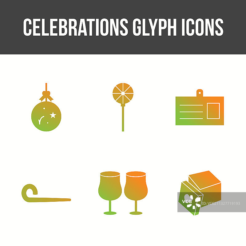 独特的庆祝活动图标集图片素材