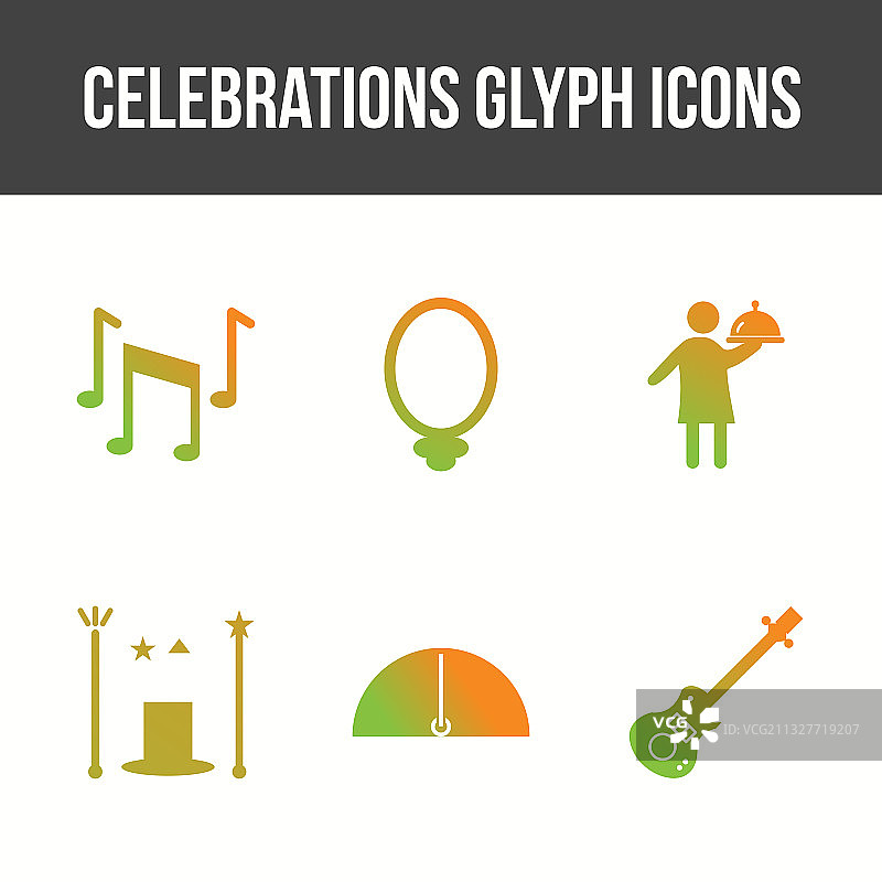 独特的庆祝活动图标集图片素材