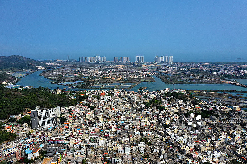 广东省惠州市惠东县双月湾港口镇风景航拍图片素材
