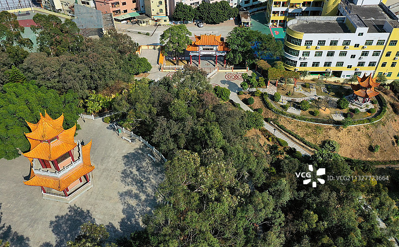 广东省东莞市常平镇司马村司马公园航拍图片素材