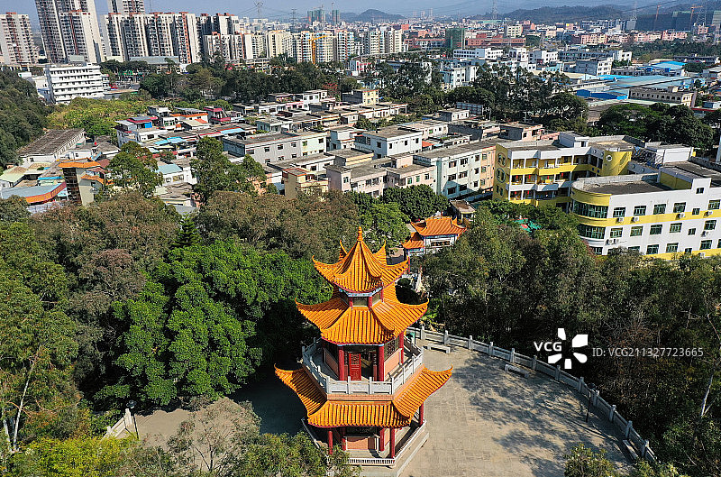 广东省东莞市常平镇司马村司马公园航拍图片素材