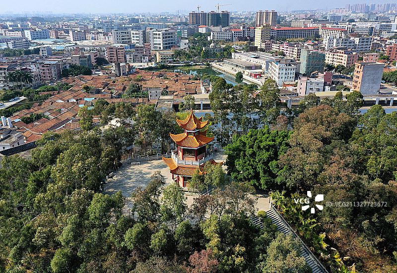 广东省东莞市常平镇司马村司马公园航拍图片素材