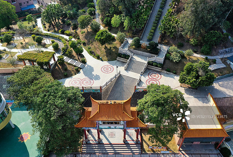 广东省东莞市常平镇司马村司马公园航拍图片素材