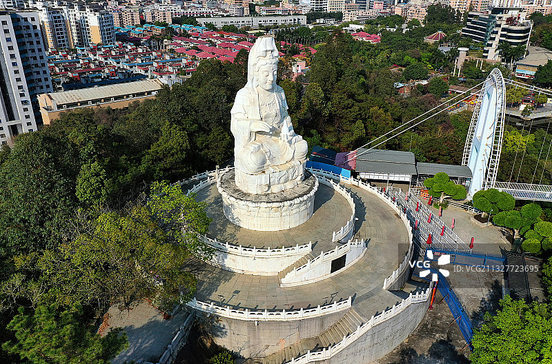广东省东莞市常平镇隐贤山庄旅游风景区航拍图片素材