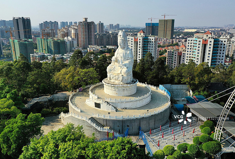 广东省东莞市常平镇隐贤山庄旅游风景区航拍图片素材
