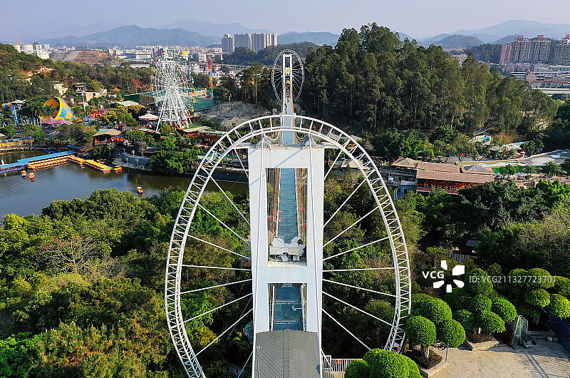 广东省东莞市常平镇隐贤山庄旅游风景区航拍图片素材
