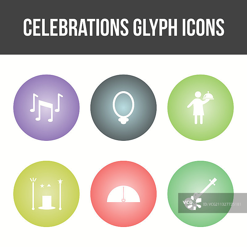 独特的庆祝活动图标集图片素材