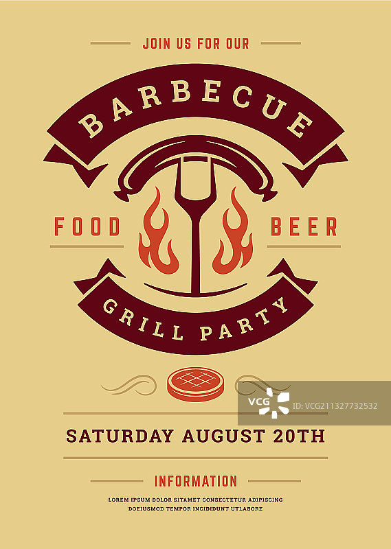 烧烤派对宣传单或海报设计图片素材