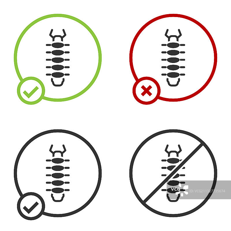 白色背景上的黑色蜈蚣昆虫图标图片素材