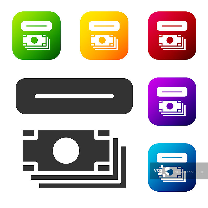 黑色自动柜员机和货币图片素材