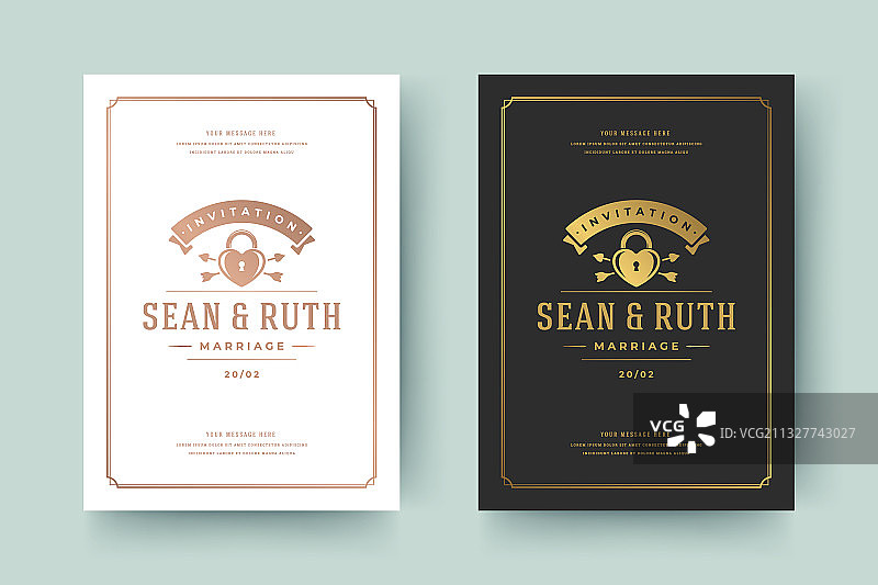 金色婚礼预约卡图片素材