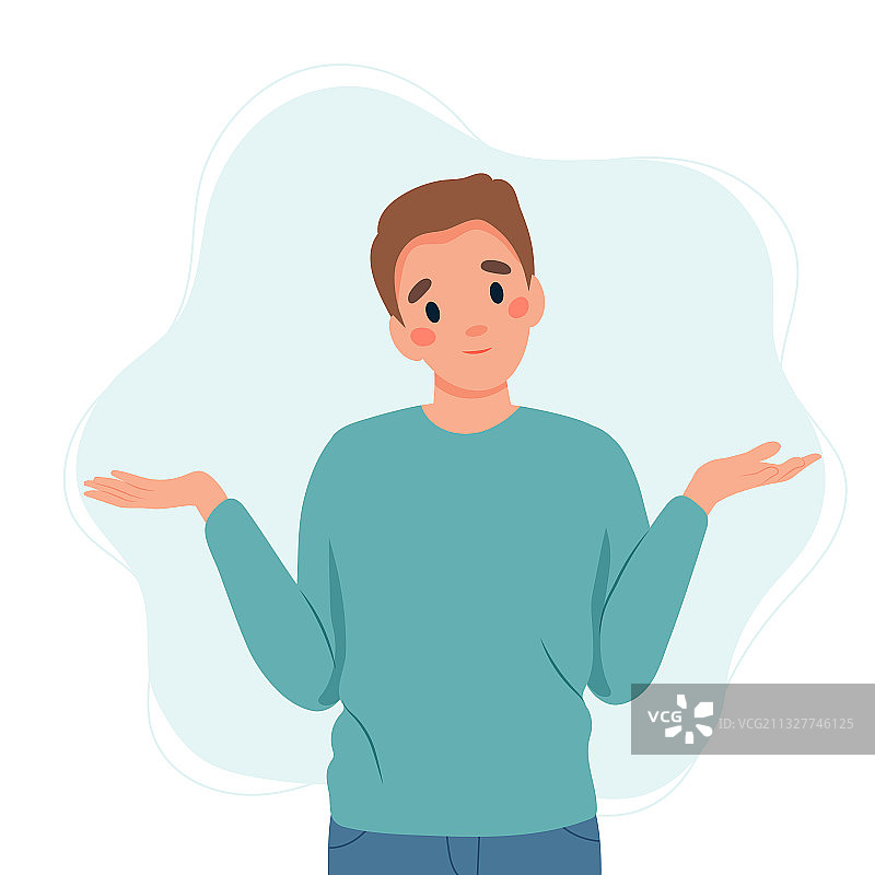 男子耸肩，面露疑惑图片素材