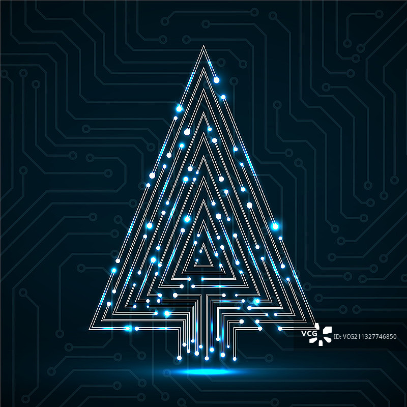 抽象科技圣诞树图片素材