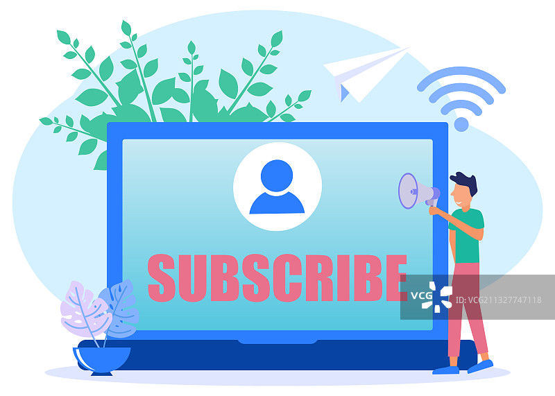 卡通人物立即订阅图片素材