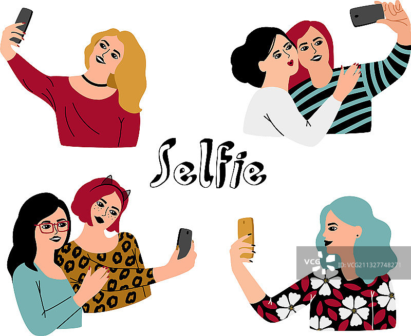 卡通自拍合集图片素材