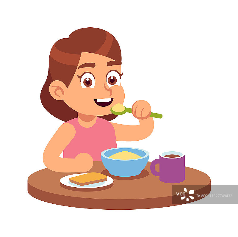 正在吃东西的可爱女孩图片素材
