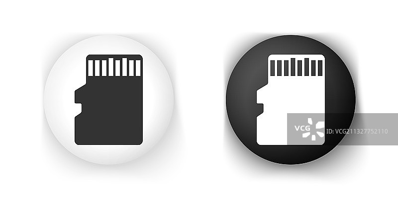 隔离的黑白Micro SD存储卡图标图片素材