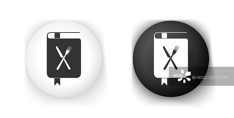 白色背景上的黑白食谱图标图片素材