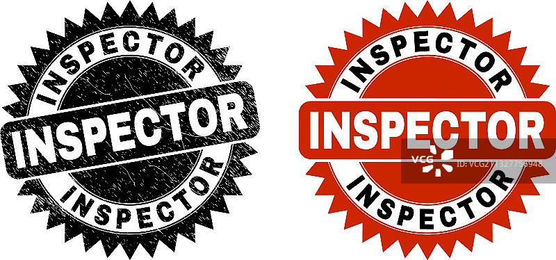 带有污损风格的检查员黑色玫瑰花结印章图片素材