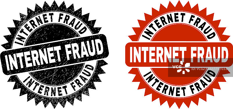 带有互联网欺诈字样的黑色花边图章图片素材