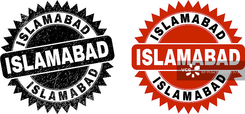 带有磨损表面的伊斯兰堡黑色花饰邮票图片素材