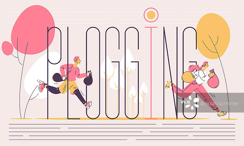 生态理念与慢跑人群图片素材