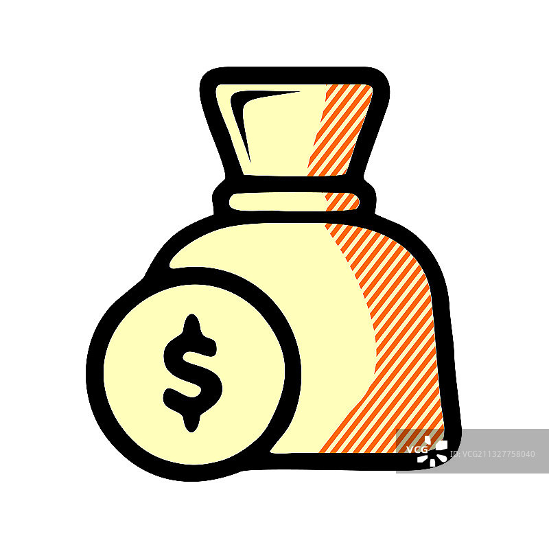 白色背景上的钱袋图标图片素材