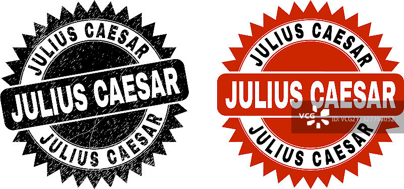带有粗糙效果的尤利乌斯·凯撒黑色花结印章图片素材