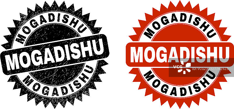 带腐蚀效果的摩加迪沙黑色花型邮戳图片素材