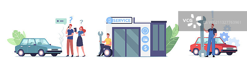 带人物的汽车维修服务合集图片素材