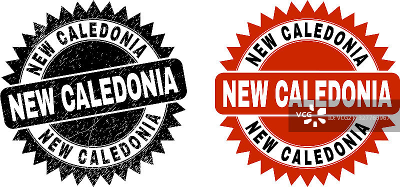 新喀里多尼亚黑色花环水印和橡胶印章图片素材