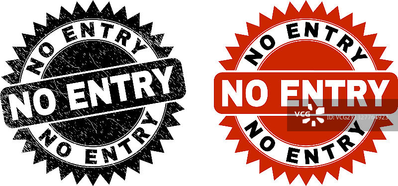 带有粗糙风格的禁止入内黑色花结邮票图片素材