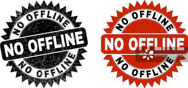 带有划痕的禁止离线黑色花环印章图片素材