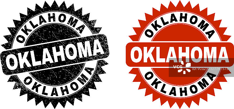 带有划痕的俄克拉荷马黑色花结邮票图片素材